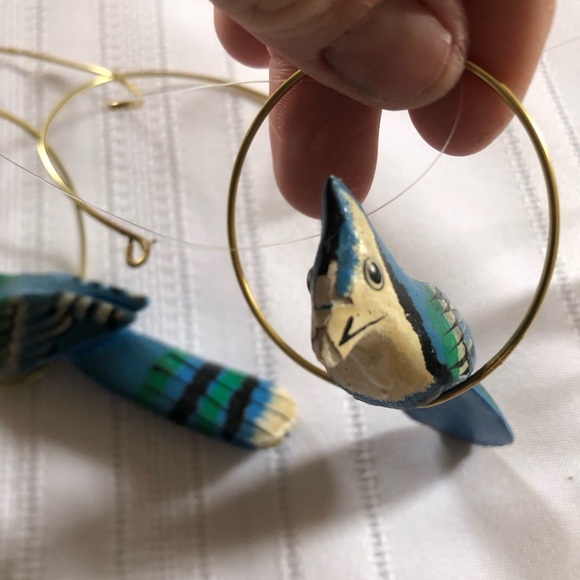 Vtg Blue Jay Bird Hanging Decor - Picture 11 of 13